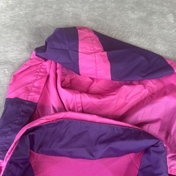 Nike Windbreaker Jacket Womens L Pink Purple Stripe Hooded Reversible Mesh - Picture 5 of 15